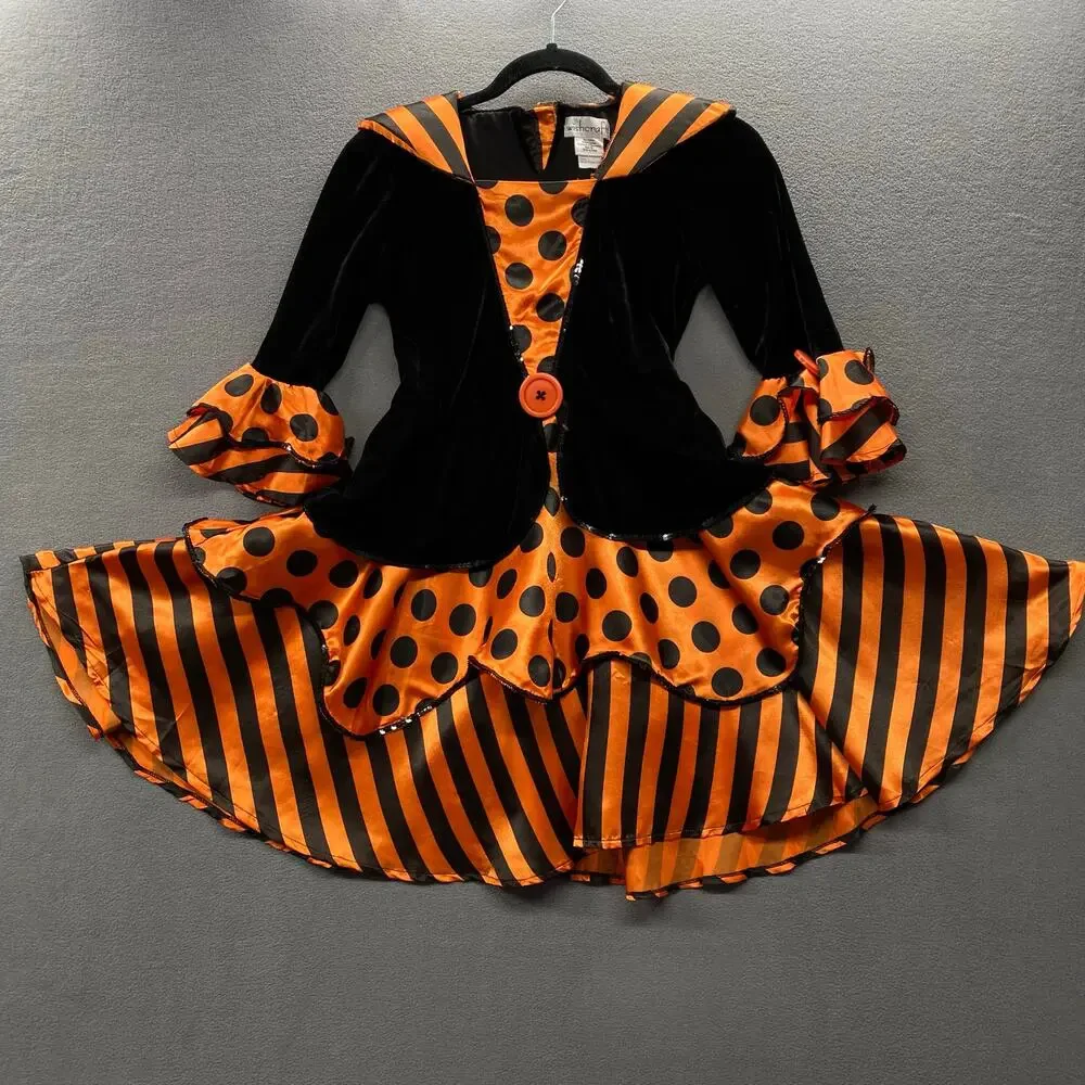 Wishcraft Cute Halloween Witch Costume Girls 10 Black Orange Ruffle Skirt